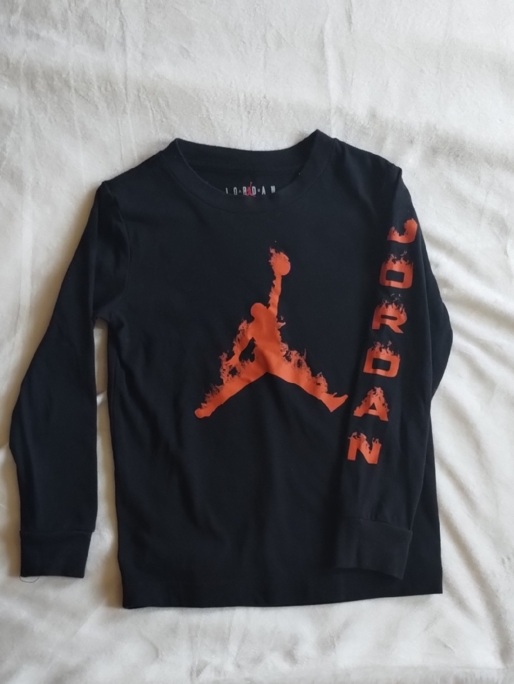 Jordan Black Long-Sleeve Tee with Orange Jumpman and Sleeve Logo